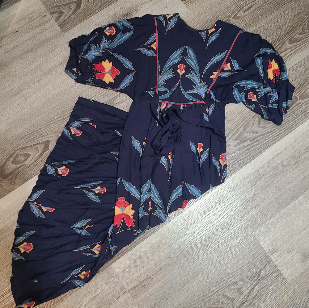 Vintage 1980's Floral Navy Dress By Peaches My Love
